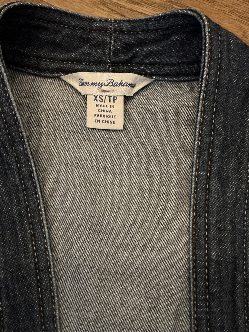 Tommy Bahama "Devin" XS Denim Jacket Peplum Hem Bell Sleeve Frayed edges - Picture 3 of 9